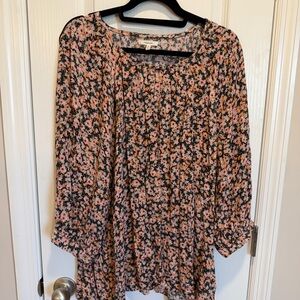 Maurice’s Floral Pink and Black Women's Top - 2XL